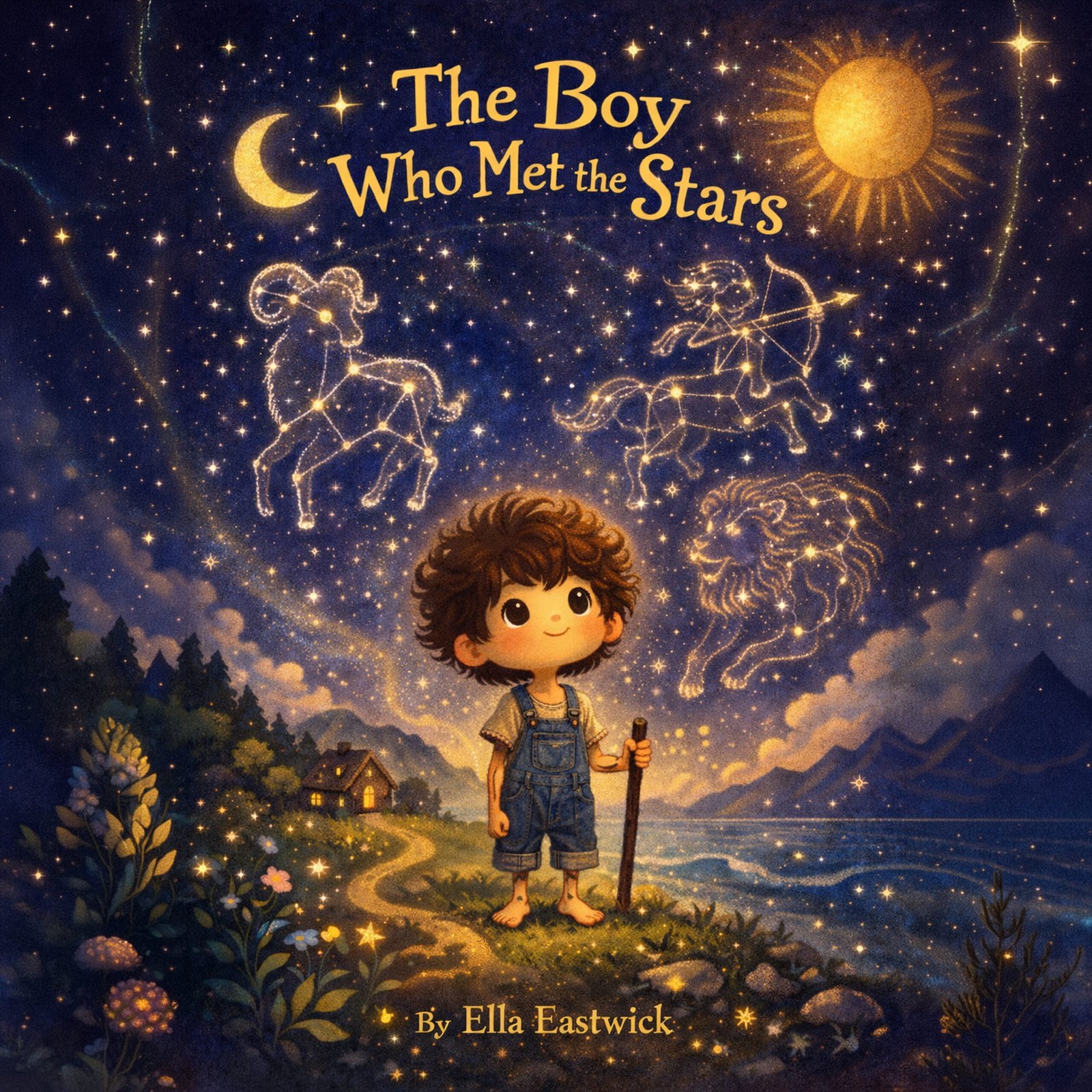 A young boy walking beneath the stars